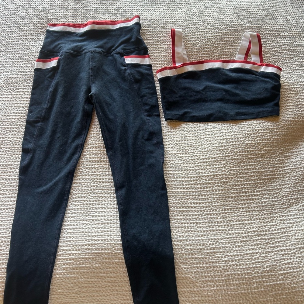 Beyond Yoga Navy and Red Activewear Set